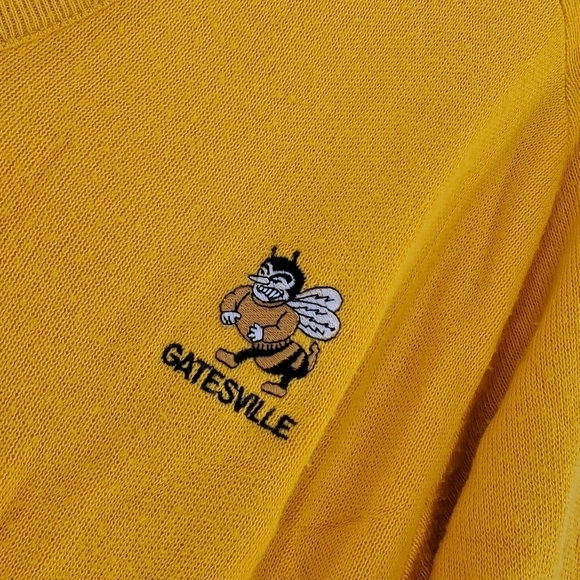 VTG Game Day Sweater Mens XL Solana Designs Dallas Gold Fleece V-Neck USA Made - Picture 5 of 10